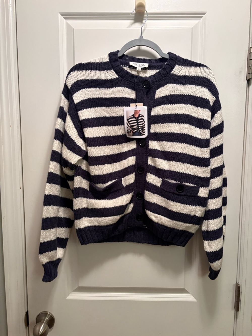Nation LA Tessa Cardigan - Marine Stripe NWT Anthropologie - Picture 4 of 6